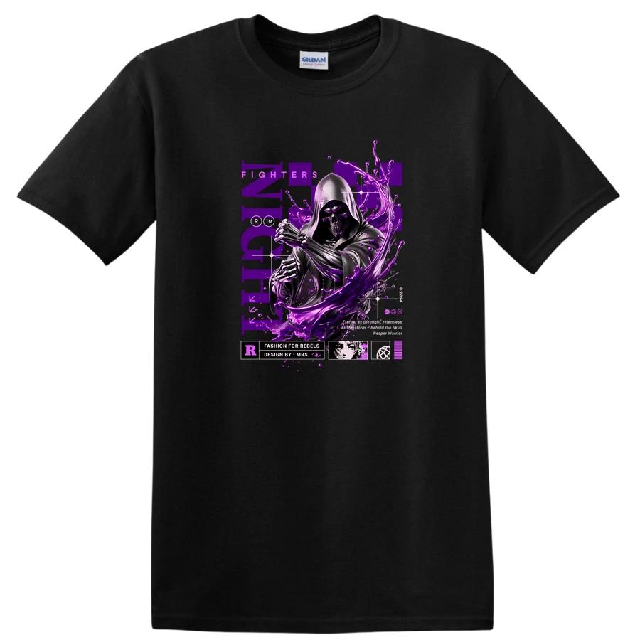 Fighter T Shirt Graphic Tee Skull Warrior Dark Design for Rebels Purple Art