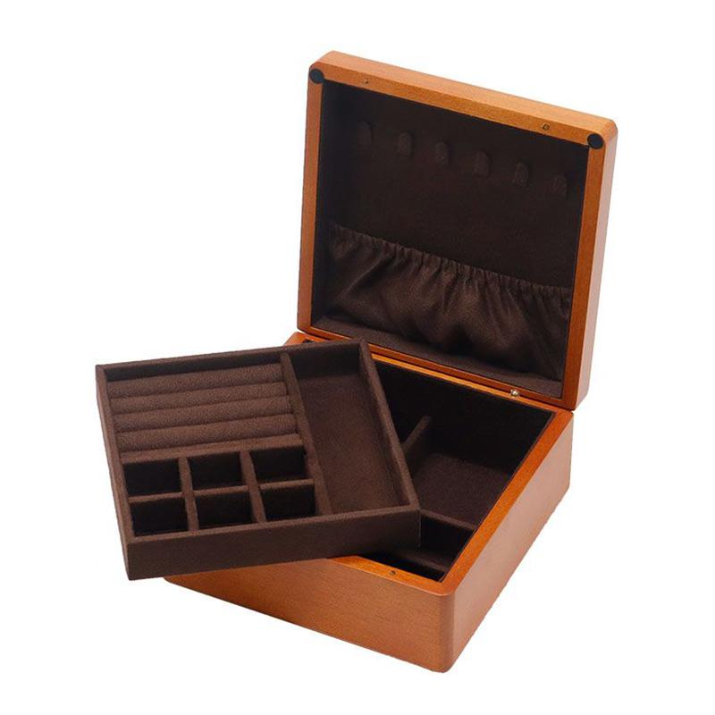 

Solid Wood Jewelry Box Large Capacity Jewelry Storage Box Double-layer Ring Necklace Organizer Boxes Bracelet Packaging Boxes темно-коричневого