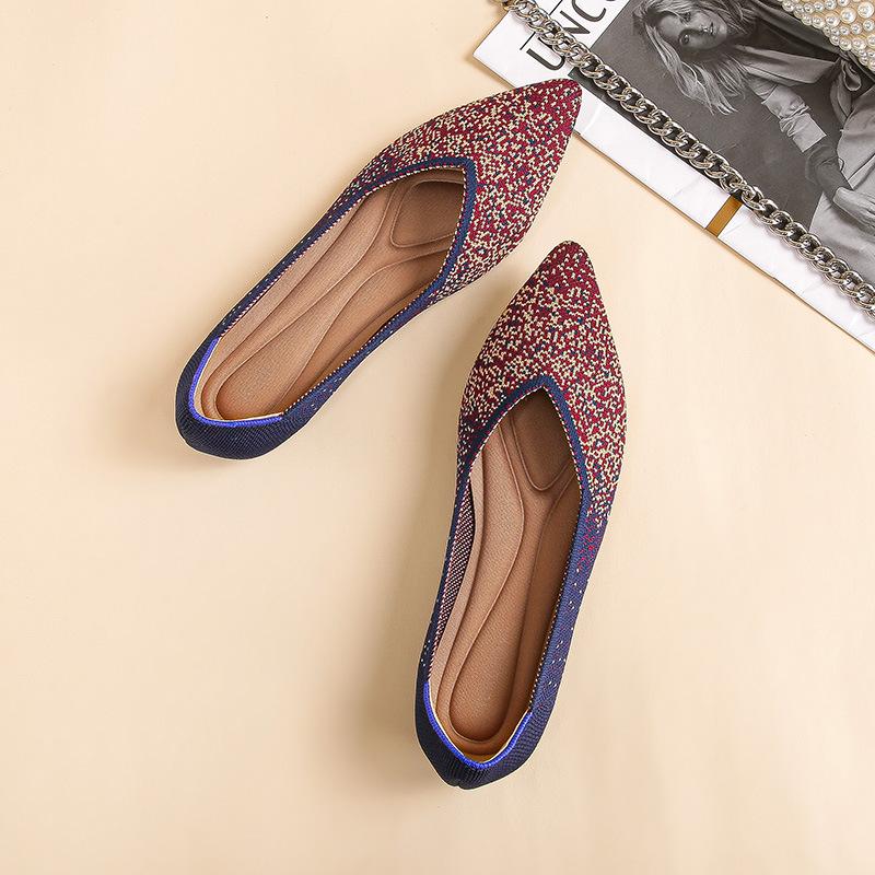 Modische, flache, spitze, gewebte Damenschuhe mit flachem Boden
