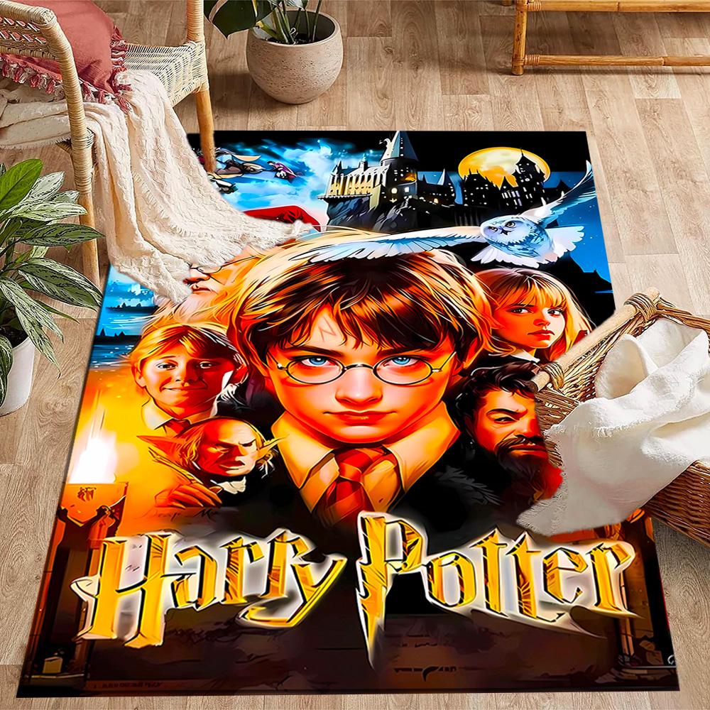 Harry Potter Hogwarts Themed Anti-Slip Rugs - Polyester Home Decor, Suitable for Bedrooms, Living Rooms, Doorways, Studios, and Decorations
