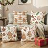 4 Christmas Polyester Pillowcase Set Gingerbread Pattern Festive Decor For Home Sofa Couch Holiday Season Cozy Atmosphere