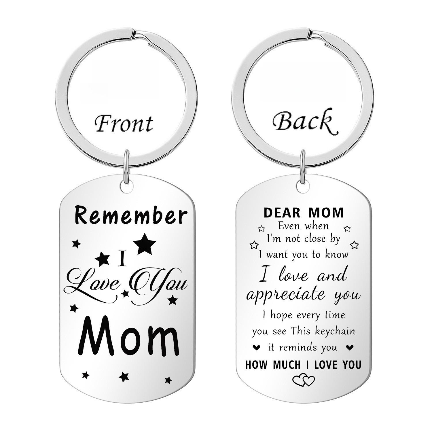 

Mothers Day Fathers Day Stainless Steel Key Birthday Commemorative Gift Keychain Pendant Stainless Steel Keychain for Backpack Bag Pendant 2.8*5CM