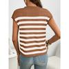Summer New Women's Round Neck Top Thick Stitch Casual Striped Sweater