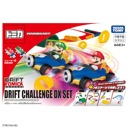 Takara Tomy Drift Tomica Mario Kart Drift Challenge DX Set Miniature Car Toy (Ages 3 and up)