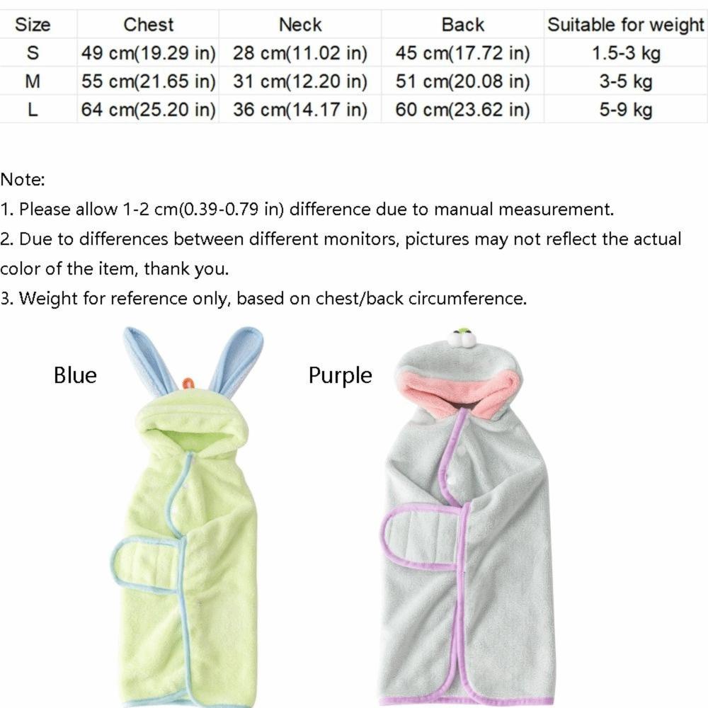 Warm Dog Hooded Bathrobe Coral Fleece Microfiber Dog Towel Rabbit Ear Design Pet Robe  Swimming