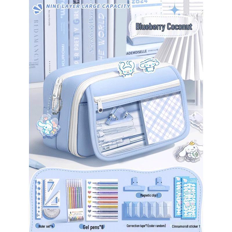 9-Tier Large Capacity Flip-Top Pencil Case for Girls and Boys - Ideal for Elementary and Junior High School Students