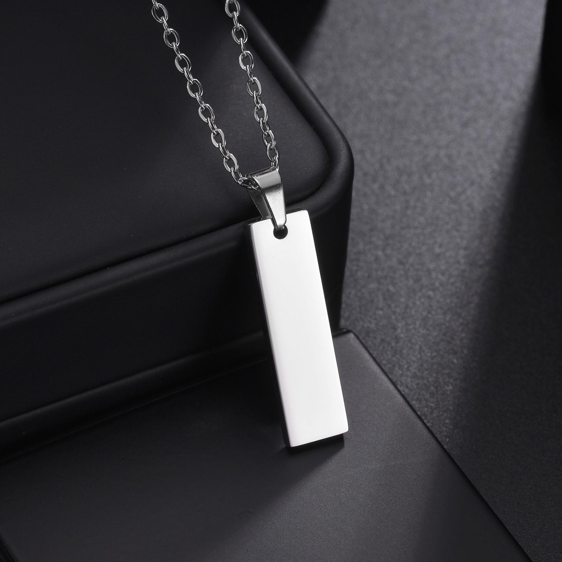 

Atoztide Engrave Name Necklace for Women Men Personalized Rectangle Bar Stainless Steel Jewelry Link Chain Pendant Birthday Gift Engrave 1 side