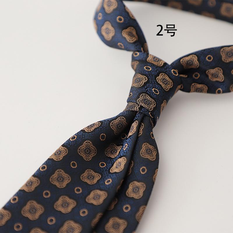 Retro Gentleman Style French 8Cm Men'S Tie, Dark Green Coffee Burgundy Stripe Occupation