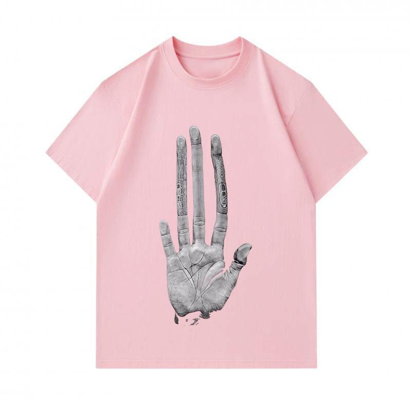 Men's 100% Cotton Crew Neck Short Sleeve T-Shirt, Funny 3D Hand Palm Print Casual Summer Tee, Soft Breathable Lightweight Daily Wear Streetwear Tops F