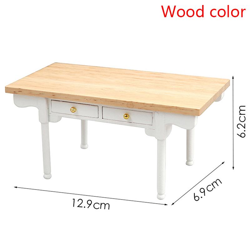 Miniature Dollhouse Furniture Computer Desk Study Desk Tea Coffee Table DollHouse Study Room Decor Simulation Mini Home Ornament