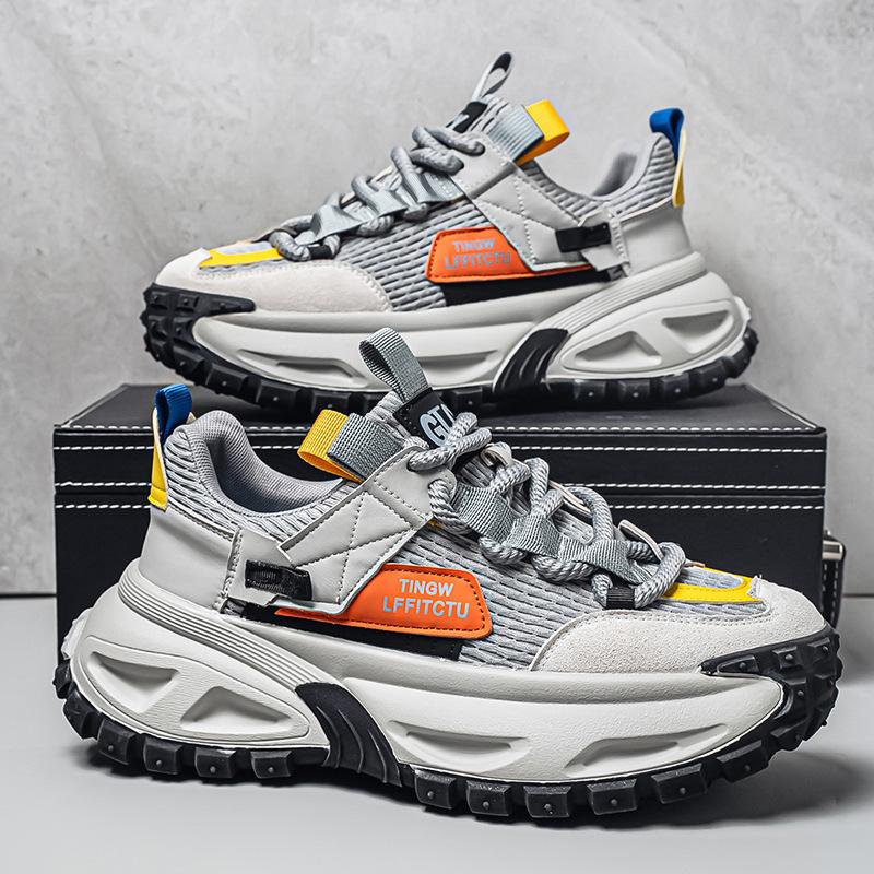

Men s shoes new casual platform heightening trendy shoes spring and autumn teenagers mesh breathable sports shoes dad shoes men 44