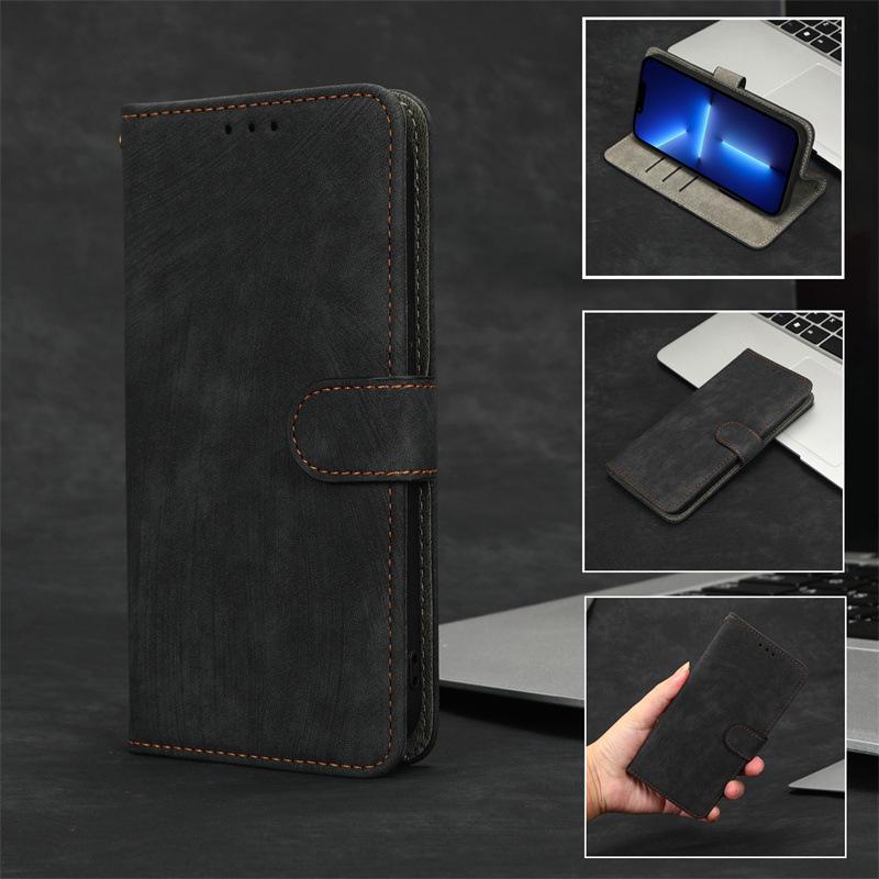 Compatible Nokia C02 Leather Case: Flip Stand with Card Slot & Magnetic Lanyard