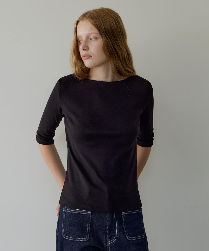 ARTID Cotton Modal Boat Neck Half T-Shirt_4 Colors