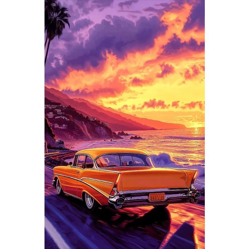 Classic Cool Supersport Car Sunset Colorful Posters and Prints Canvas Printing Wall Art Picture for Living Room Home Decora Gift