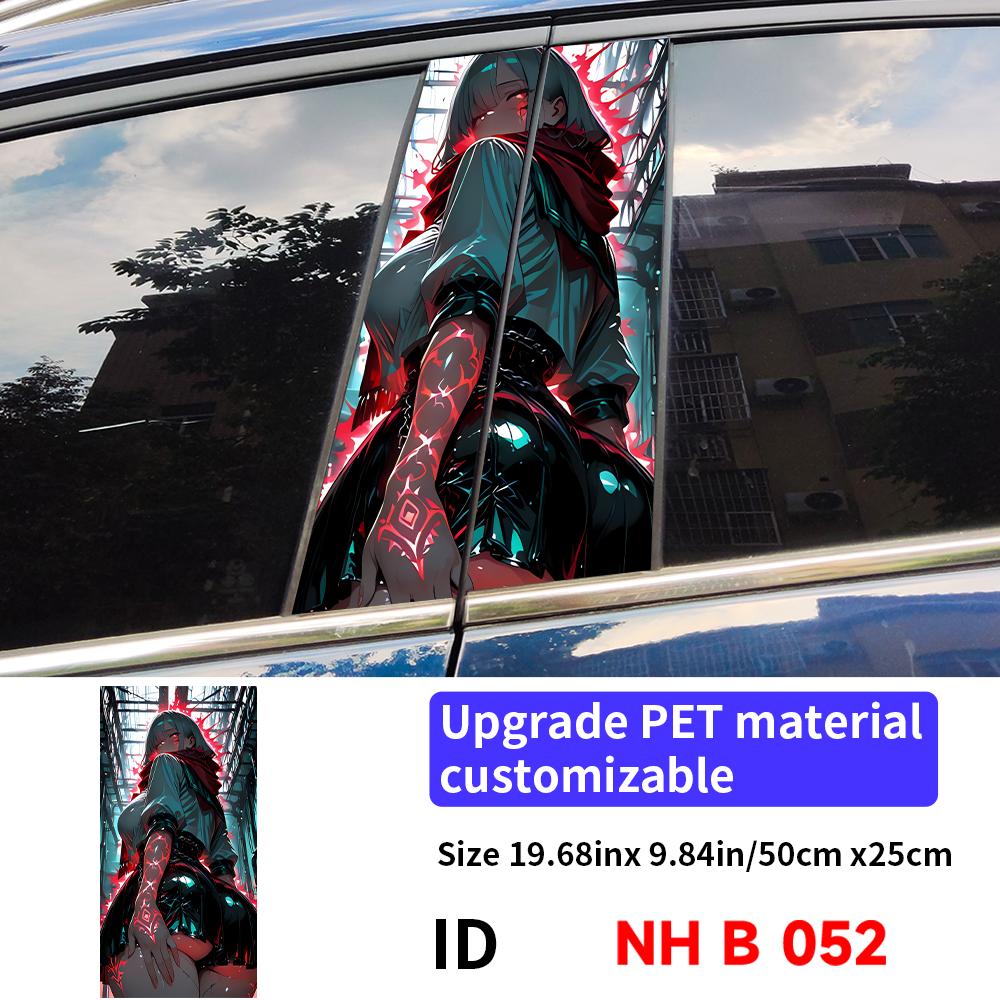 Cyberpunk Girl Car Stickers Auto B-pillar Car Center Column Decor Cover Scratches Waterproof Sunscreen Vinyl Decals Accessories