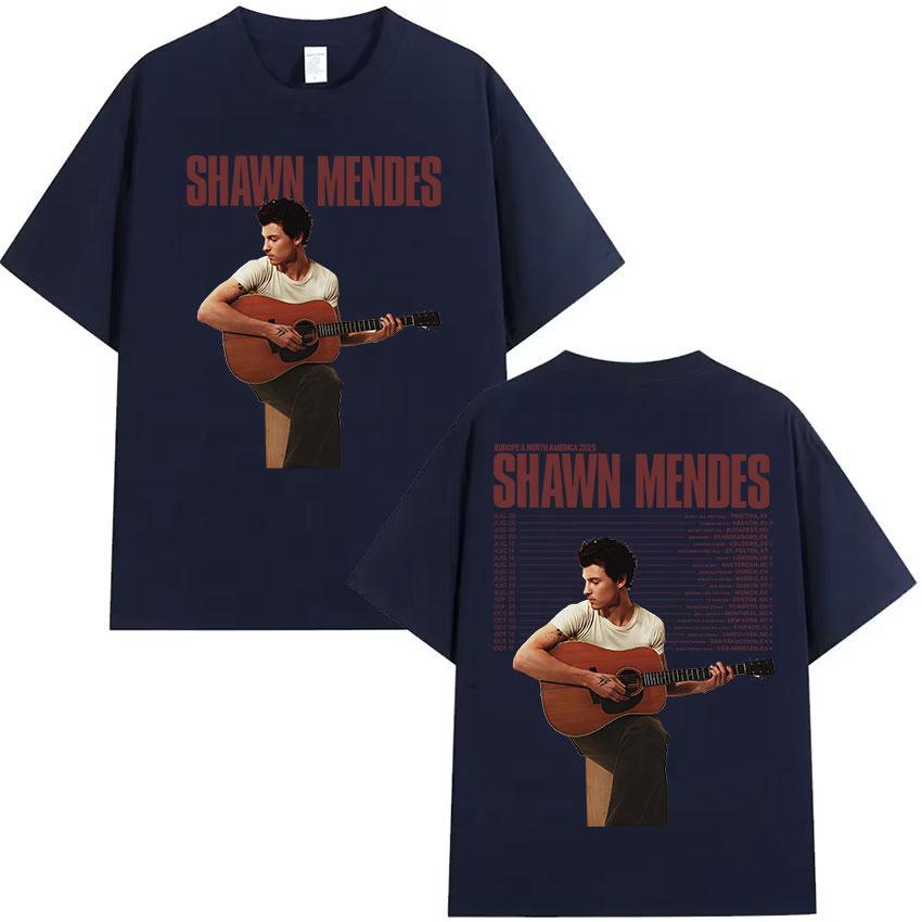 Zpěvák Shawn Mendes Turné 2025 Grafické tričko k albu Pánská móda Vysoce kvalitní bavlněná trička Hip Hop Gotické Tričko s krátkým rukávem