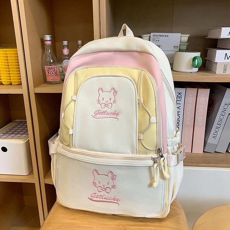 ins wind dopamine color matching pain bag backpack female cute versatile backpack large capacity junior high school student schoolbag female