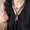 Lightweight Printed Fabric Necklace Layering Beaded Accent Adjustable Scarf Neck Chain Perfect For Gift Giving