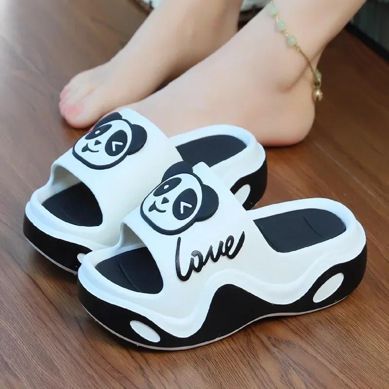 Fashion Panda slippers for women summer height increasing shoes for girls thick-soled slippers thick-soled beach slippers animal