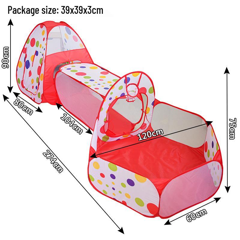 Extra-Large 3-in-1 Kids' Play Tent with Tunnel, Hoops & Ball Pit