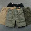 Men Summer Shorts Solid Color Patch-Pocket Drawstring Elastic Waist Half Trousers Casual Wear Loose Casual Cargo Shorts Running Sports Pants Garment