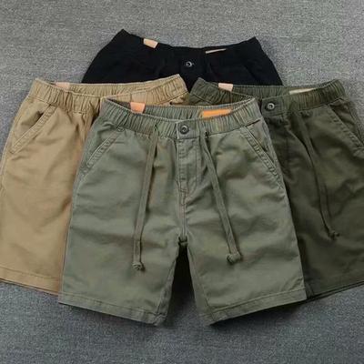 Men Summer Shorts Solid Color Patch-Pocket Drawstring Elastic Waist Half Trousers Casual Wear Loose Casual Cargo Shorts Running Sports Pants Garment