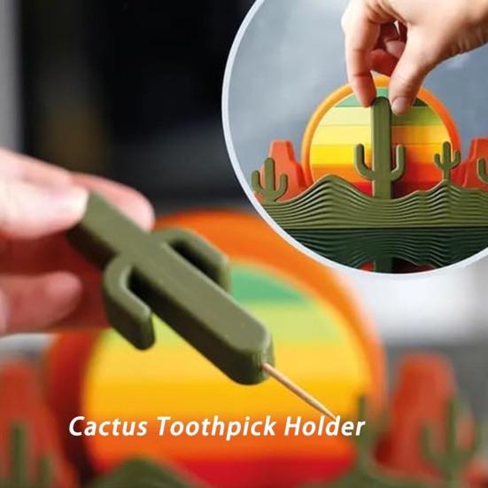 45659 Sets Desert Sunset Coaster Kit 3D Printed 4-In-1 Multifunctional Kitchen Tools with Cactus