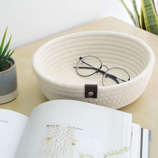 1 Set Breathable Woven Storage Basket with Handle Flax Eco-friendly Woven Storage Box for Bedroom