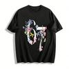 Floral Number 6 Print Casual T-shirt Women's Loose Breathable Top Pure Cotton T-shirt