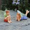 Small Fairy Tale Garden Ornaments 2Pcs/Set Boy And Girl Statues, Resin Miniature Figurines, Mini Landscape Statues for Patios Cute Figures Garden,