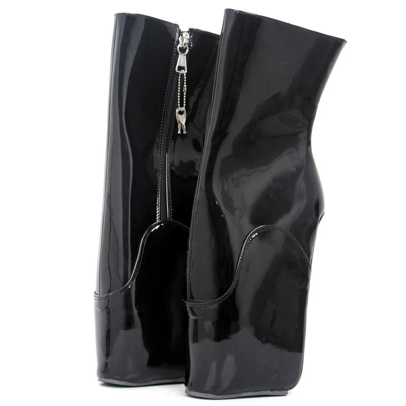 JiaLuoWei 18cm Super High Heel Ankle Ballet Boots Hoof Wedge Sole YKK Lockable Zip Sexy Women Boots