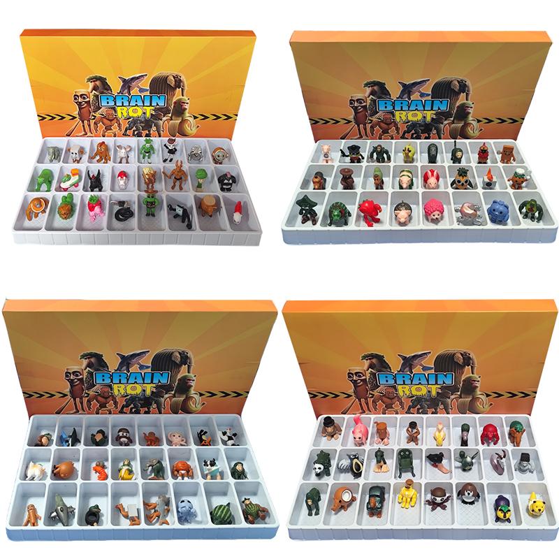 24pcs-96pcs/set Tung Tung Tung Sahur Ballerina Cappuccino Action Figure Brainrot Anime Tralalero Tralala Shark Model Toy Gift