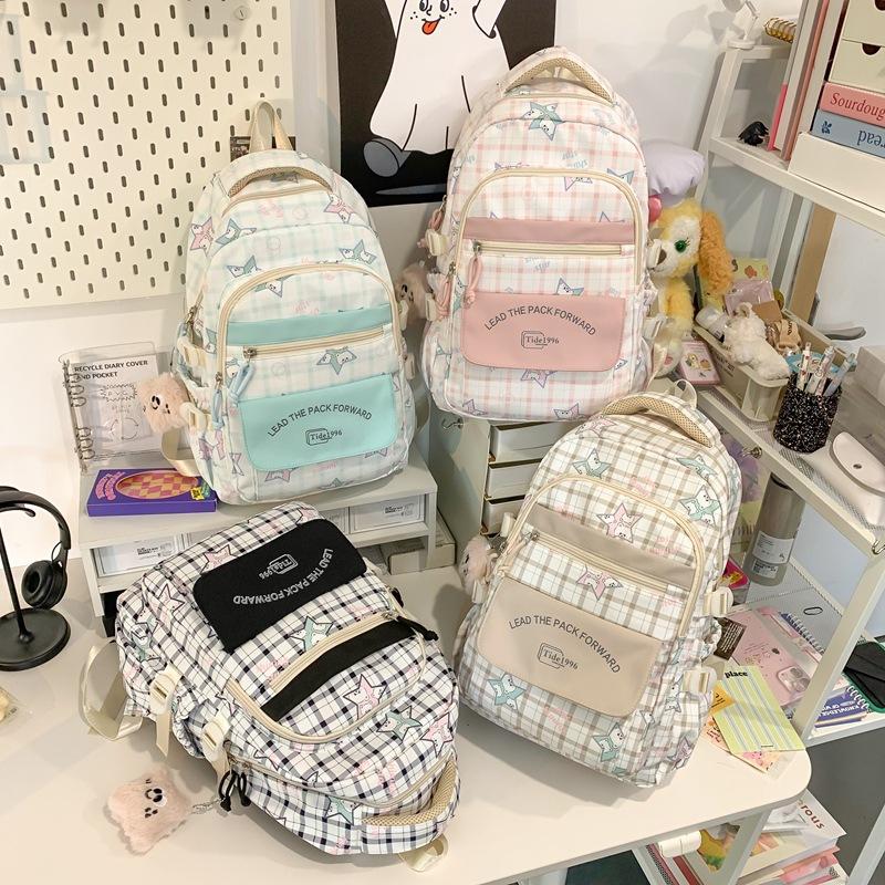 Japanese Ins Girls' Backpack Korean Version Little Fresh Junior High School Cute Soft Girl Backpack High School Computer Backpack