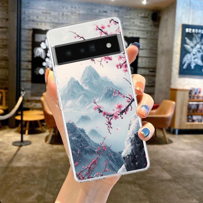 

Чехол для телефона для Google Pixel 9 8 7 6 5 4 4XL Мягкий ТПУ 7A 6A 5A 4A 3A Pro XL 5G Прозрачный корпус Розовый Закат Горы Capas Pixel 3A XL