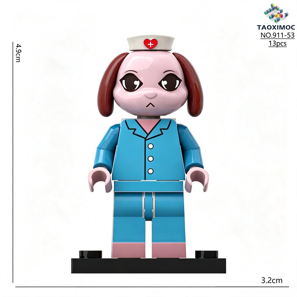 MOC Bricks Animal Hospital Series Cats Dogs Ducks Nurse Wounded Doctor Figures Model Assembled Building Blocks Toys Plastic Doll