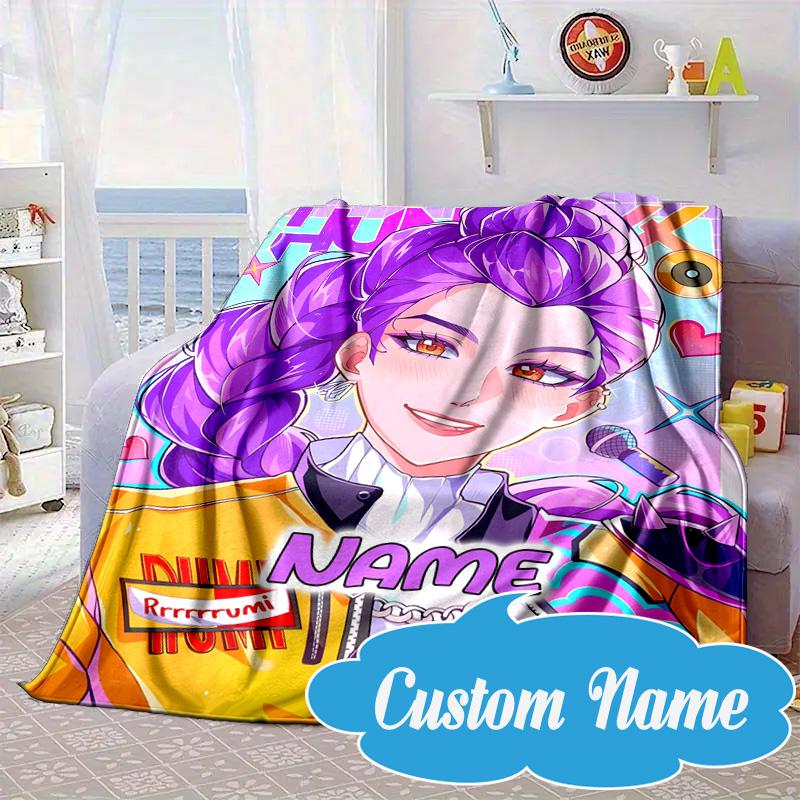 Custom Name KPop Cartoon Blanket bed sofa Blanket Flannel Blanket for Camping, Hiking, Picnic Essentials,gift for Fan family