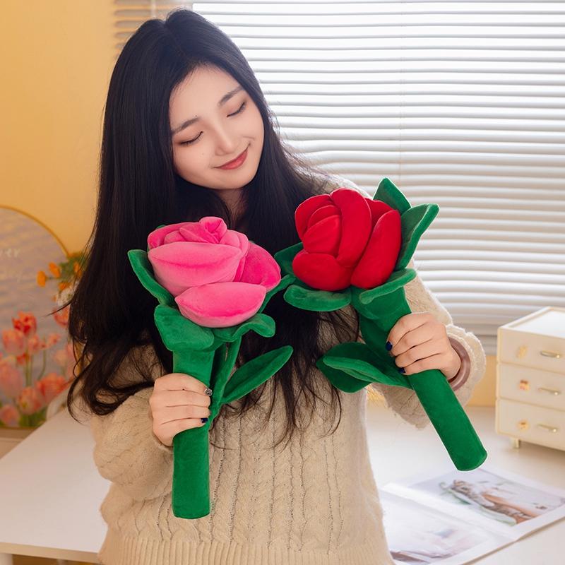 38Cm Large Rose Flower Plush Toys Multi Colored Roses Plushie Doll A Large Bouquet Flowers Pillow For Birthday Party Decor Gift