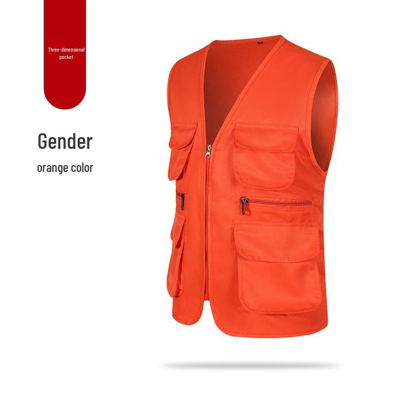 Custom Logo Multi-Pocket Reflective Safety Vest for Photography, Volunteers, and Construction