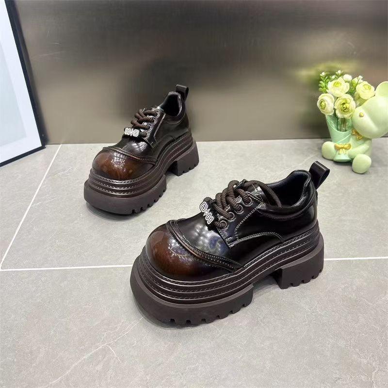 Spring Women JK Mary Jane Shoes Fashion Lace Up Shoes Vintage Platform Elegant Thick Heel Shoes Women