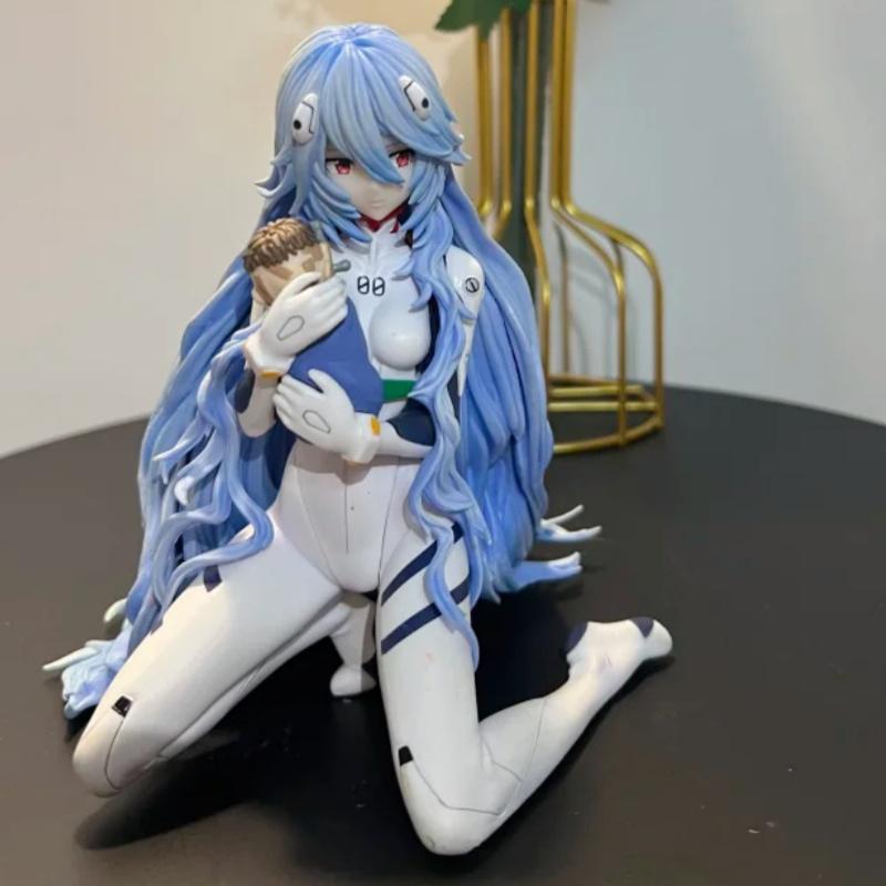 

New Arrival Ayanami Rei Kneeling Pvc 15cm Model Statue Anime Figure Action Figurine Eva Long Hair Desktop Ornament Decorate Gift replica No base