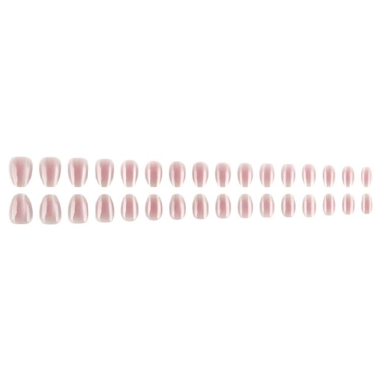 32PCS Fashion French Tip Press On Nail Glittering Surfaces French Tips Fingernails Comfort Short Oval Type