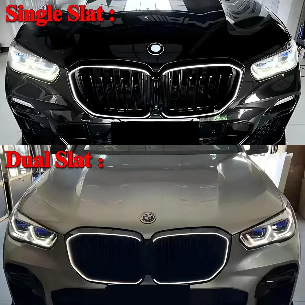 Single / Dual Slat Front Bumper Kidney Grille With LED Lights For BMW X5 G05 M50i M50d xDrive30d 40i 40d 45e 2018-2025 Bodykits
