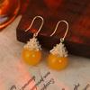 New Chinese Beeswax High Luxury Ear Hook Retro National Style Design Horse Dress Cheongsam Hanfu Earrings