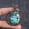 Tibetan Turquoise Handmade Copper Wire Wrap Jewelry Pendant 2.64" C6A66