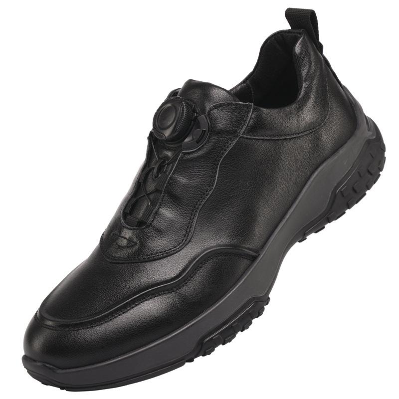 

Мужские повседневные кроссовки из натуральной кожи, дышащая обувь для ходьбы, легкая удобная спортивная обувь, модные спортивные уличные балетки 44 чёрный