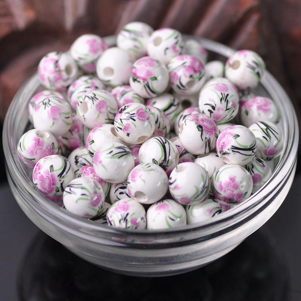 

20 шт. Круглые бусины-разделители из керамического фарфора с цветочными узорами, 10 мм, 12 мм, лот для DIY поделок, браслетов, аксессуары для изготовления ювелирных изделий 10mm-20pcs