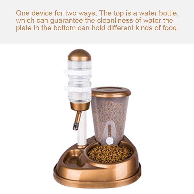 Dual-Use Pet Cat Dog Automatic Feeder with Water Fountain Large Capacity Food Bucket and Water Bottle Dispenser designed for Dog Cat