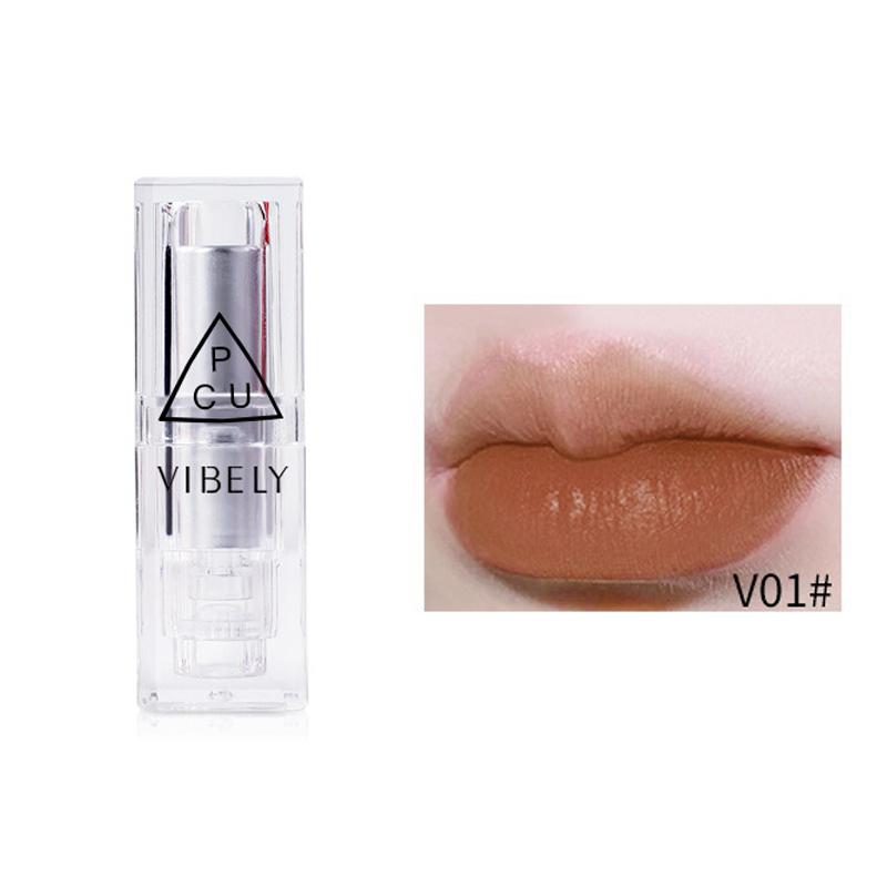 VIBELY transparentní stříbrná matná sametová rtěnka pigmentovaná voděodolná rtěnka Small Ice Cube Shape Lip Makeup Lipstick