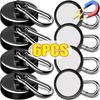 1-6PCS Strong  Magnetic Hooks 360°Rotating Carabiner Magnet Ring Keychain Hook Home Kitchen Bathroom Hanging Hangers