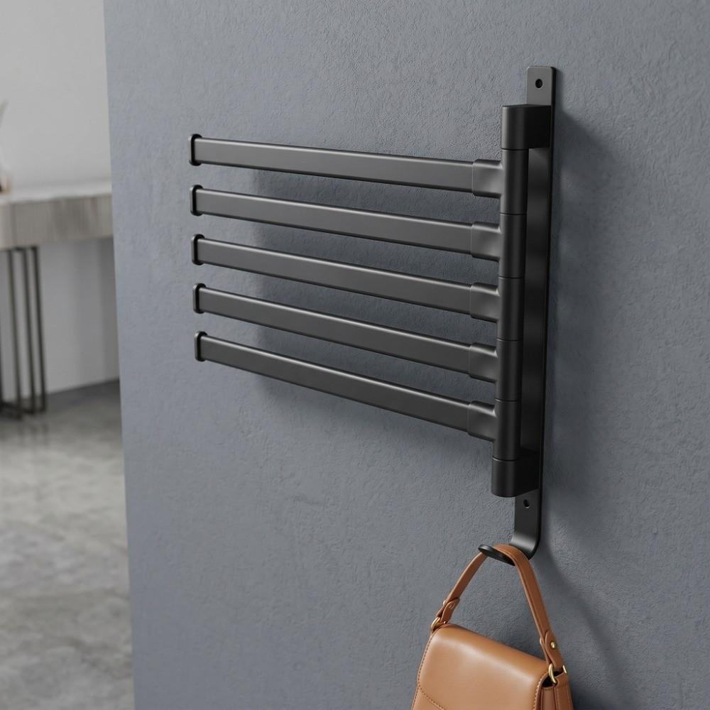 Aluminum Swivel Towel Bar Black Towel Holder Practical Swivel Towel Rack  Space Saving